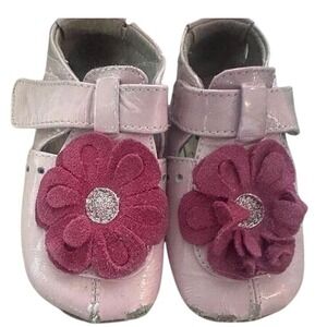 Livie & Luca pink blossom crib shoes Mary Jane‎ 12-18 whimsical floral fun